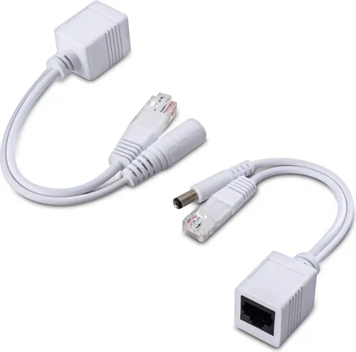 kwmobile Passive Power over Ethernet PoE Adapter Kabel Set - Injektor + Splitter Kabel für Netzwerk, IP Telefon und IP Kamera