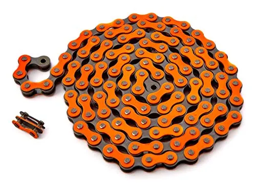 KHE BMX/FIXIE Kette 1/2" x 1/8" 112 Glieder Links nur 385g mit Kettenschloss I4 - viele Farben (orange)
