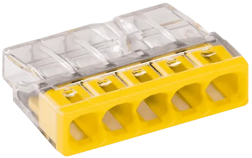 WAGO 2273-0205 - 5-fach COMPACT-Verbindungsdosenklemme, sicher und einfach zu installieren mit 24 A Nennstrom