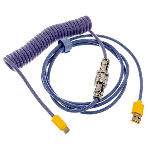 Ducky Premicord Horizon Spiralkabel 1,8m - USB Typ C auf Typ A, blau/gelb - USB-Kabel für schnelle Datenübertragung und stylisches Design, ideal für moderne Geräte und mobiles Arbeiten.
