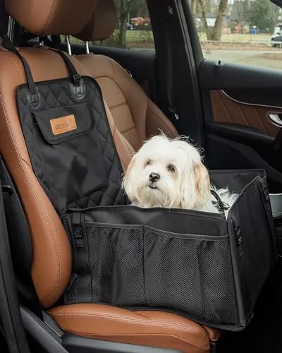 Rudelkönig Hunde-Autositz - Auto-Tierbetten, wasserabweisend und ideal für kleine bis mittlere Hunde, mit Anti-Rutsch-Noppen und Sicherheitsgurt-Aussparung für maximale Sicherheit im Auto.