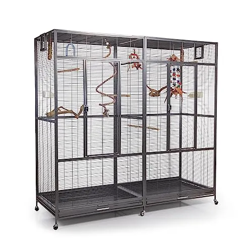 Montana Cages New Sydney II XXL Vogelkäfig - Premium Vogelkäfig für Sittiche und Finken, ca. 180 x 70 x 180 cm, mit 6 Lenkrollen für flexible Platzierung und rostfreier AVILON Pulverbeschichtung für maximale Sicherheit.