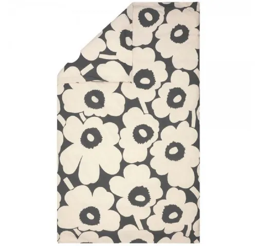Marimekko Bettwäsche Bettdeckenbezug Unikko Charcoal-Off White (140x200cm)