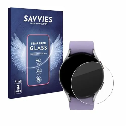 Savvies Panzer Schutz Glas für Samsung Galaxy Watch 5 (40mm) (3 Stück) 9H Hartglas, Anti-Fingerprint, Displayschutz