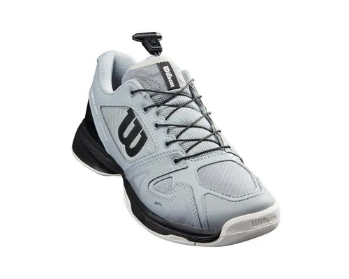 Wilson Rush Pro QL Tennisschuhe für Kinder – Grau, Größe 32 1/3 - Tennisschuhe mit Quicklace-System für einfaches An- und Ausziehen. Die Kombination aus Unterstützung und Light Arch-Technologie sorgt für Stabilität und Antrieb auf dem Platz.