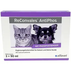 Reconvales AntiPhos flüssig für Hunde und Katzen - 3x90 ml, unterstützt die Nierenfunktion und fördert das Wohlbefinden