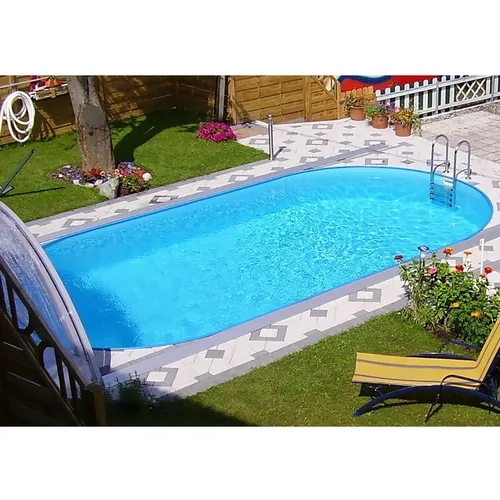 Steinbach Stahlwand Swimming Pool Set "Styria oval", sandfarbene Poolfolie, 800 x 400 x 150 cm