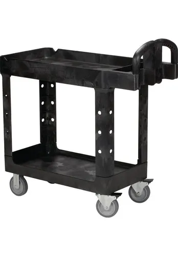 Rubbermaid Commercial Products Heavy Utility Cart - Schwarz - Reinigungswagen mit ergonomischen Griffen für bessere Führung und höhere Sicherheit. Robuste, wartungsfreie Ladefläche aus Strukturschaum für langanhaltende Nutzung.