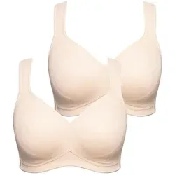 Ulla Popken Damen Plus Size Mikrofaser-BH, 2er-Pack - Funktionsunterwäsche mit atmungsaktiver Mikrofaser-Qualität, ohne Bügel und extrabreiten, gepolsterten Trägern für optimalen Halt und Komfort.