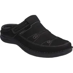 Josef Seibel Anvers 86 Slipper, schwarz, Größe: 40 - Herren-Slipper aus Leder mit leichtem PU-Sohlenmaterial, ideal für kräftige Füße und optimalen Halt durch Klettverschluss.