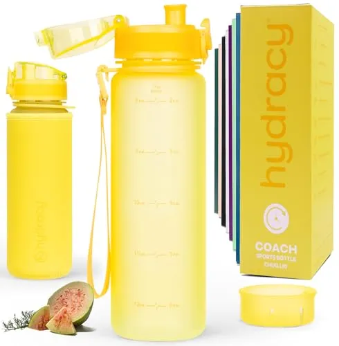 Hydracy Trinkflasche mit Fruchteinsatz - 500 ml Wasserflasche - BPA-freie Trinkflasche mit Zeitmarkierung Auslaufsichere Sportflasche - Kondensationsfrei für Sport und Outdoor