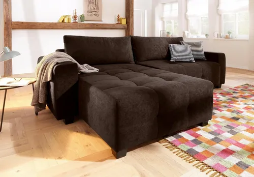 Home affaire Ecksofa Bella L-Form, B: 254 cm - OTTO. Verlässliche Qualität., 2 Zierkissen, optional Bettfunktion & Bettkasten, Federkern