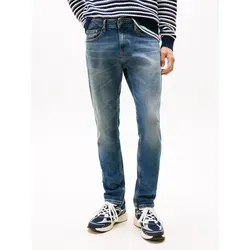 Tommy Jeans Herren Jeans Hose Scanton Slim Fit, Blau (Denim Dark) - Jeans im Slim Fit mit hohem Tragekomfort, ideal für Büro und Alltag. Aus nachhaltigen Materialien gefertigt und mit coolem 90er-Design.