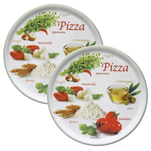 MamboCat Pizzateller 2er Set Napoli - 31cm grün - Pizzateller Set aus Porzellan, ideal für große Pizzen. Mit dekorativem Design und grünem Rand bringt es italienisches Flair auf den Tisch. Spülmaschinengeeignet und perfekt für den Empfang von Gästen.