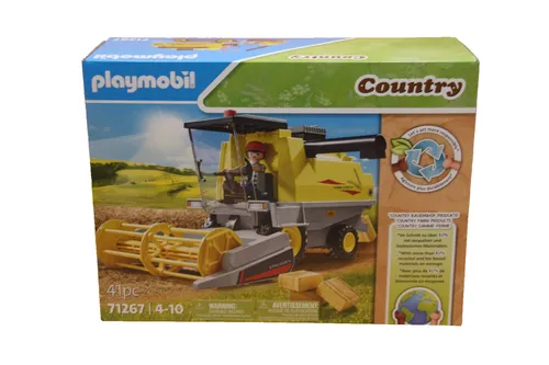 PLAYMOBIL Mähdrescher 71267 - Detailgetreues Spielzeug für kleine Landwirte, mit beweglichen Teilen und realistischem Strohballenauswurf