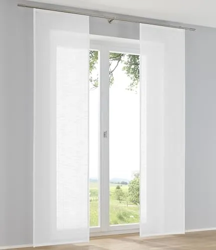 Kutti Schiebegardine Raumtrenner Boston weiß Leinenoptik Schiebevorhang mit Paneelwagen B 60 x H 145 cm (1 STK)