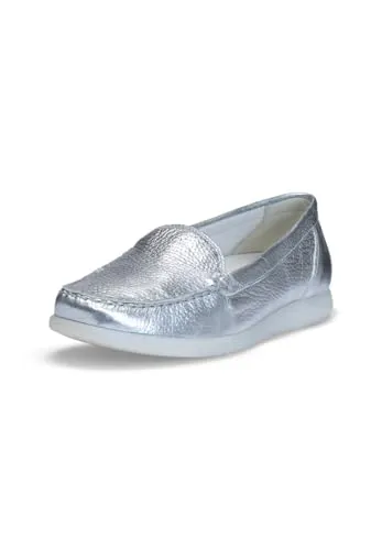 VITAFORM Slipper Hirschleder Damen Weite H Supersoft Silber, 39 - Hochwertiger Slipper aus besonders weichem Hirschleder für ultimativen Tragekomfort. Die flexible Sohle passt sich Ihrem Fuß an und sorgt für eine natürliche Abrollbewegung. Ideal für unbeschwerte Schritte im Alltag.