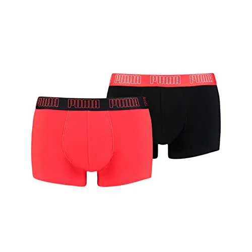 Puma Mens Basic Men's (2 Pack) Trunks, red/Black, M
