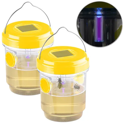 Exbuster 2er-Set giftfreie Solar-LED-Insektenfalle z. Aufhängen oder Hinstellen
