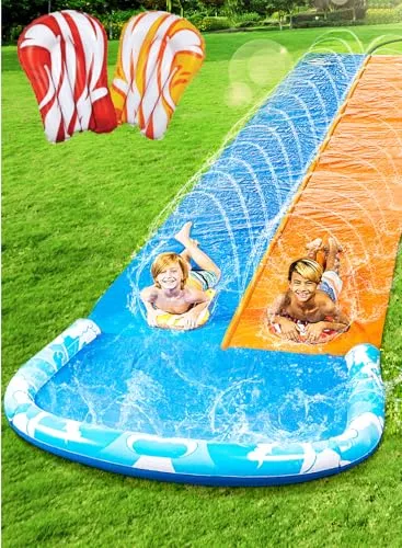 JOYIN 32,5ft Wasserrutsche für Kinder und Erwachsene - Erleben Sie Sommer-Spaß mit der 32,5ft langen Wasserrutsche! Inklusive 2 aufblasbaren Boards und integriertem Sprinkler für maximale Erfrischung im Garten. Ideal für Outdoor-Aktivitäten und Partys!