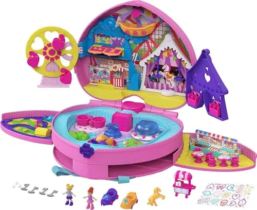 Polly Pocket GKL60 - Klein ganz groß Freizeitpark Rucksack, mit 2 Puppen und aufregendem Zubehör für Kinder ab 4 Jahren