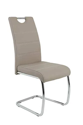 Hela Küchenstuhl Flora, Freischwinger, Kunstleder Cappuccino - Eleganter Freischwinger mit ergonomischer Polsterung und verchromtem Metallgestell. Ideal für stilvolle Küchen und Esszimmer, sorgt für Komfort und modernes Design.
