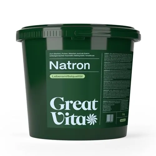 GreatVita Natron Pulver 15kg Eimer Lebensmittelqualität E500ii - Backpulver Großpackung Natriumhydrogencarbonat - Baking Soda Haushaltsreiniger zum Putzen Backen Umweltfreundlich