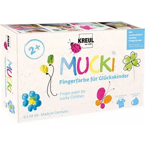 KREUL MUCKI Glückskinder Fingerfarben farbsortiert 6 x 50,0 ml, 6 St.