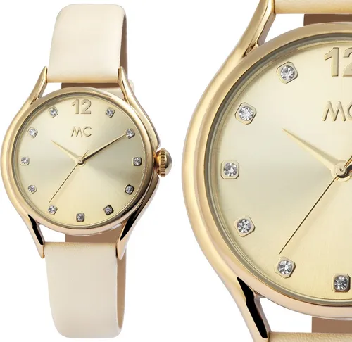 Elegante Damenuhr mit Kristallsteinchen – Gold Champagner 51897 MC - Armbanduhren für Damen, stilvolles Design mit Kristallbesatz und 30 m Wasserdichtigkeit, perfekt für besondere Anlässe oder den Alltag.
