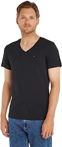 Tommy Jeans Herren Tjm Original Jersey V Neck Tee - T-Shirts für Herren: Bequemes Kurzarmshirt aus 100% Baumwolle mit Tommy Jeans Flag für lässigen Style und optimale Passform – ideal für Freizeit und Lounge.