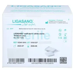 Ligasano weiß Verband 1x5x5 cm steril 10 St