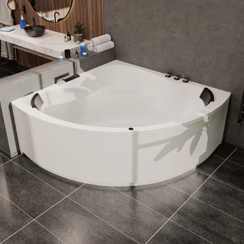 Aquade Acryl Eckbadewanne 140x140cm Koblenz - Komplett-Set mit LED - Eckbadewanne Koblenz 140×140 cm – Komplett-Set mit Wannenrandarmatur und LED-Beleuchtung für ein entspannendes Badeerlebnis. Ergonomisches Design und pflegeleichtes Acryl sorgen für maximalen Komfort.