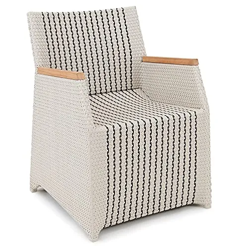 Garland Gartensessel Verona - Stilvoller Loungesessel mit Teakholz-Armlehnen - Premium Sessel für den Garten aus pflegeleichtem Virofiber Polyrattan, erhältlich in vier eleganten Mustern. Genießen Sie besten Sitzkomfort und ein stilvolles Design!