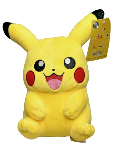 Jazwares Plüschfigur Pokemon Pikachu 20cm - Kuscheltiere: Süßes 20cm Pikachu Plüschtier aus weichem Plüsch, ideal zum Kuscheln und Spielen – ein Muss für jeden Pokémon-Fan!