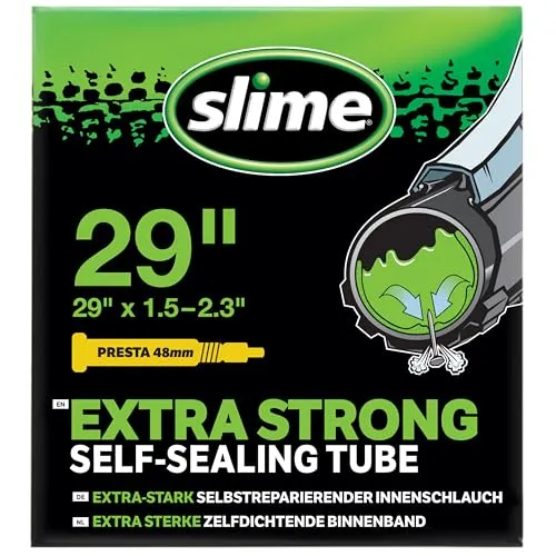 Slime Fahrradschlauch Extra Strong 29 Zoll - Fahrradschläuche mit Fibro-Seal-Technologie, die bis zu 3mm große Einstiche sofort versiegelt. Ideal für Citybike, Trekking und Touren mit 2 Jahren platte Reifen Garantie.