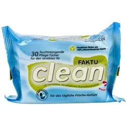 FAKTU clean Feuchttücher 30 ST - Arzneimittel für sanfte Analhygiene, mit pflegendem Ruscus-Wurzelextrakt, pH-hautneutral und biologisch abbaubar – ideal für empfindliche Haut.