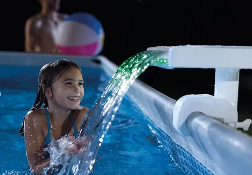 INTEX LED-Wasserfall 28090 - Mehrfarbiges Poollicht, sorgt für magische Atmosphäre mit integriertem Wasserkraftgenerator, keine Batterien nötig