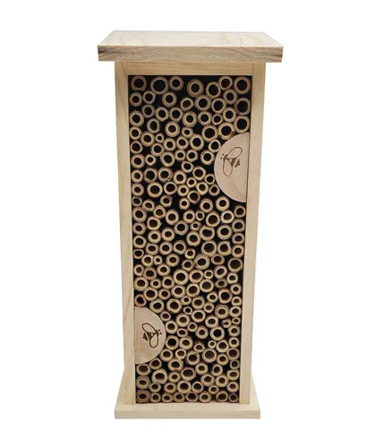 Dehner Natura Premium Insektenhotel Felica - Nachhaltiges Insektenhaus aus FSC-zertifiziertem Kiefernholz, ideal für Bienen und Schmetterlinge. Mit speziellen Bambusröhrchen bietet es eine optimale Nistgelegenheit für heimische Insekten.
