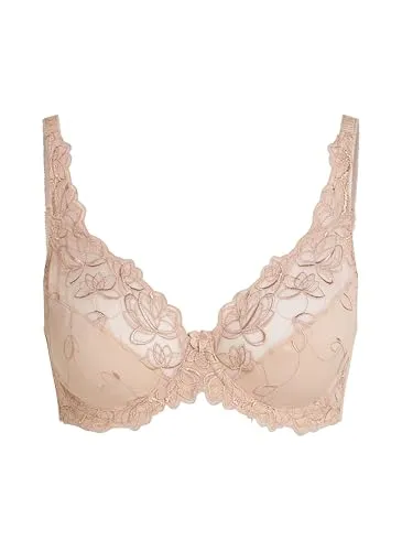 Hunkemöller Unwattierter Bügel-BH Diva - tan - 90G - Eleganter ungepolsterter Bügel-BH mit floralem Design und halbtransparenter Spitze. Ideal für einen komfortablen Sitz und stilvolles Tragen. Perfekt kombinierbar mit dem passenden Diva-Slip.