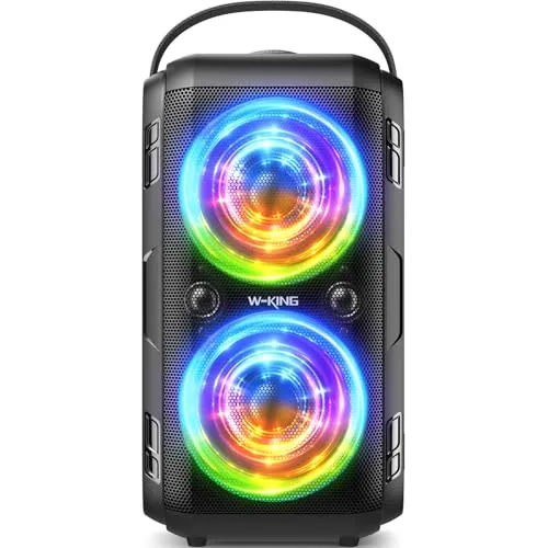 W-KING 80W Bluetooth Lautsprecher - 180W PEAK Party Boom Box - Erlebe kraftvollen Sound mit 105dB und tiefem Bass! Der tragbare W-KING Lautsprecher überzeugt mit 24 Stunden Spielzeit, LED-Lichtern und vielseitigen EQ-Modi für ein unvergessliches Audioerlebnis.