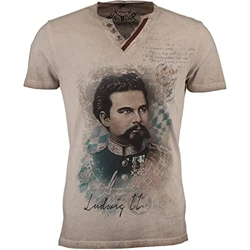 Hangowear Herren T-Shirt ALMONT beige M - Traditionelle Bekleidung, bequemes Trachtenshirt in klassischem Design, ideal für festliche Anlässe oder den Alltag.