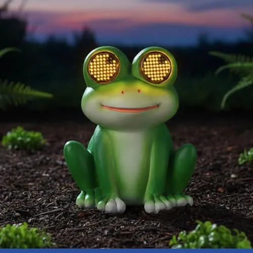Maximex Solar Gartenfigur Frosch Mod. Blinky Eyes - Charmante Frosch-Gartenfigur mit leuchtenden LED-Augen, die bei Dämmerung automatisch blinzeln. Wetterfest und ideal für die Dekoration im Garten oder auf der Terrasse. Perfekt als Geschenk für Gartenliebhaber!