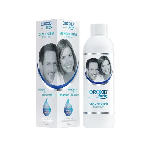 OROXID Forte Mundspüllösung 250 ml - Intensive Mundhygiene - Arzneimittel zur Behandlung von Parodontitis und Zahnfleischentzündungen, basierend auf Aktivsauerstoff für optimale Mundgesundheit.