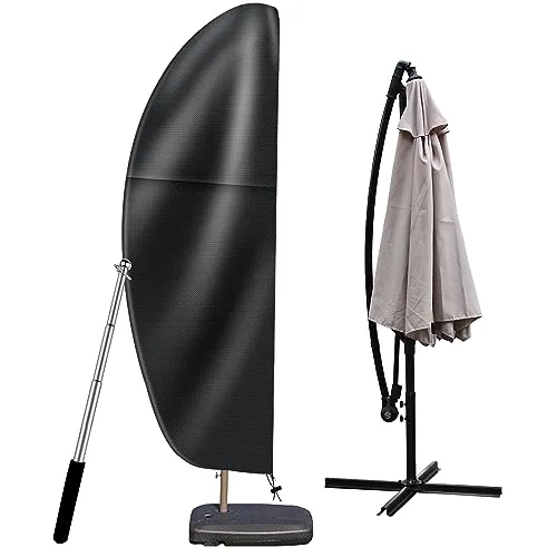 OKPOW Parasol Cover Cantilever 600D Oxford Gewebe-wasserdichte Patio-Regenschirm-Abdeckungen für 9ft bis 11ft Gartenregenschirm (Cantilever-Regenschirmabdeckung)
