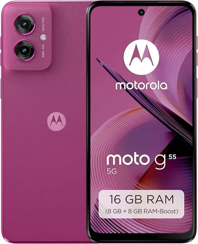 Motorola Moto g55 5G Smartphone - Kratzfestes 6,49" FHD+ Display - Erleben Sie brillante Bilder auf dem 6,49" FHD+ Display mit 120 Hz und Dolby Atmos. Mit 50 MP Kamera, 256 GB Speicher und robustem Design bietet dieses Smartphone alles für den täglichen Einsatz.