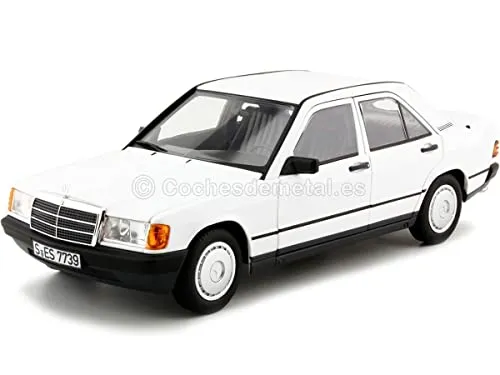 1/18 Norev Mercedes-Benz 190 E 1982 - Weiß - Modellbau in 1:18, detailgetreues Resin-Modell des klassischen Mercedes-Benz 190E, ideal für Sammler und Liebhaber von Automobilgeschichte.