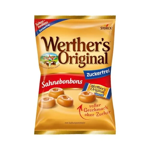 Werther's Original Sahnebonbons zuckerfrei 19 St. / 70,0 g - Zuckerfreie Karamellbonbons mit zart schmelzendem Geschmack, ideal für genussvolle Momente ohne Reue. Erleben Sie den unverwechselbaren Werther's Genuss!