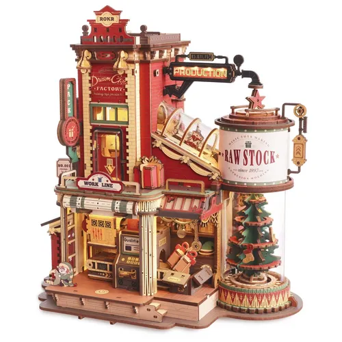ROKR 3D-Puzzle Dream Gift Factory, 449 Puzzleteile - 3D-Puzzle mit 449 Teilen, animierte Spieluhr mit abschaltbarer Musik – perfekt als Geschenk oder für kreative Stunden.