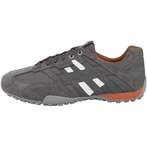 Geox Herren Uomo Snake Sneakers - Lt Grey Anthracite, 43 EU - Herren-Sneaker mit atmungsaktivem Obermaterial aus Wildleder und Gummi-Sohle für optimalen Komfort und Stil im Alltag.
