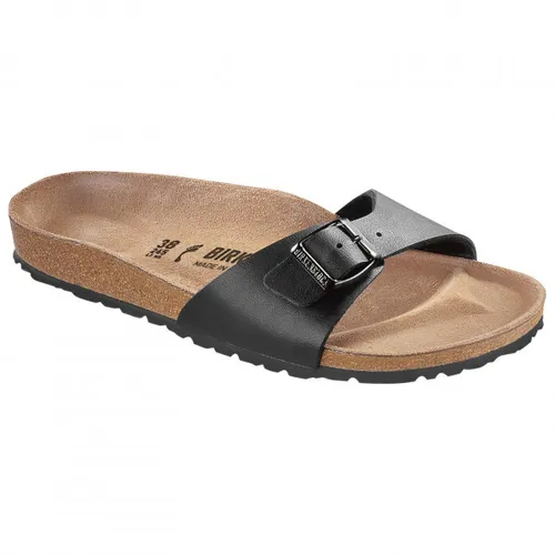 BIRKENSTOCK Unisex Madrid Pantoletten, Schwarz (Black 040793), 36 EU - Pantoletten für Damen mit anatomisch geformtem Fußbett aus Kork und Latex für optimalen Komfort und Unterstützung.